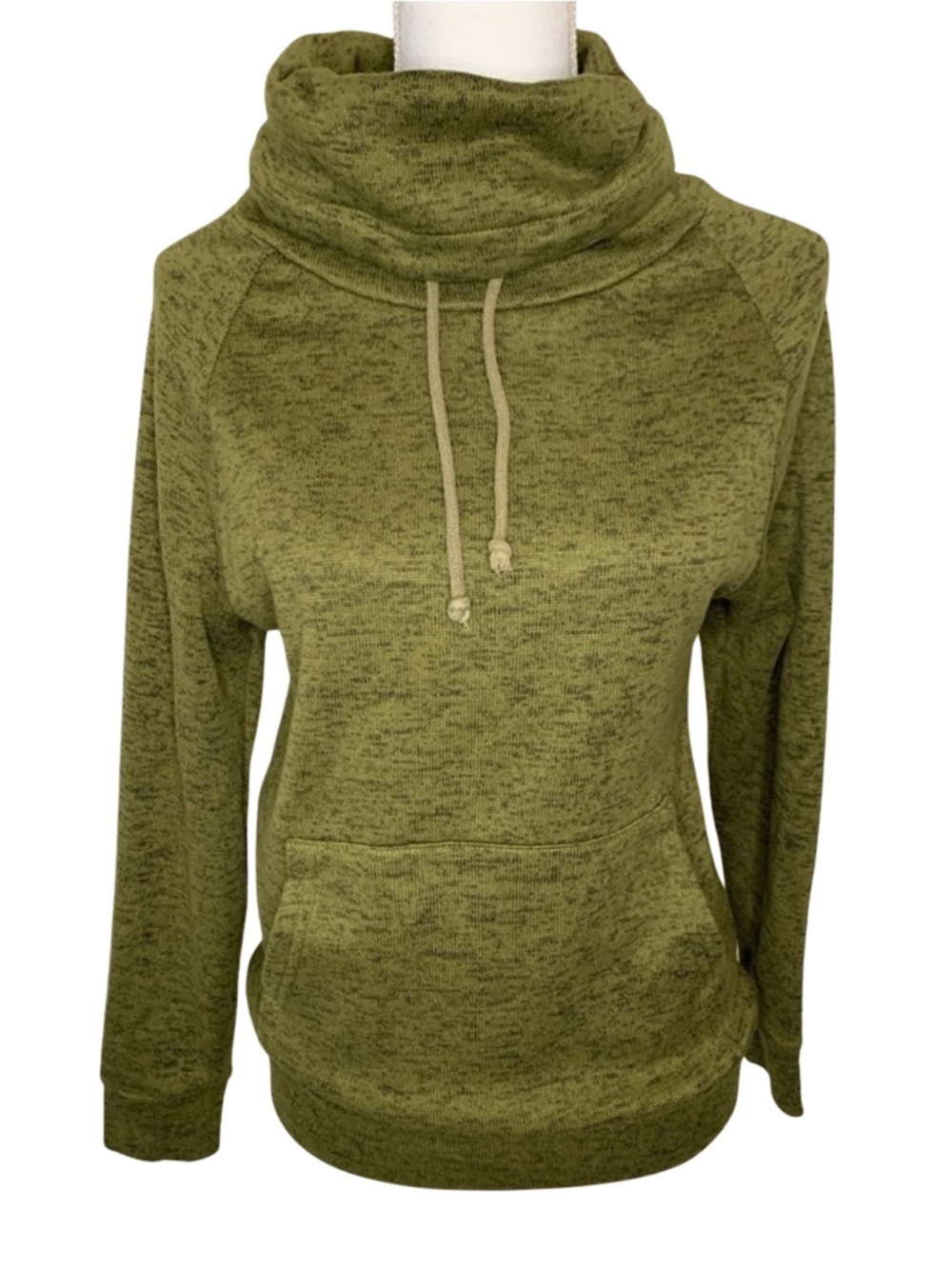 derek heart Pullover Cowl Sweater Heathered Olive Green Women Small